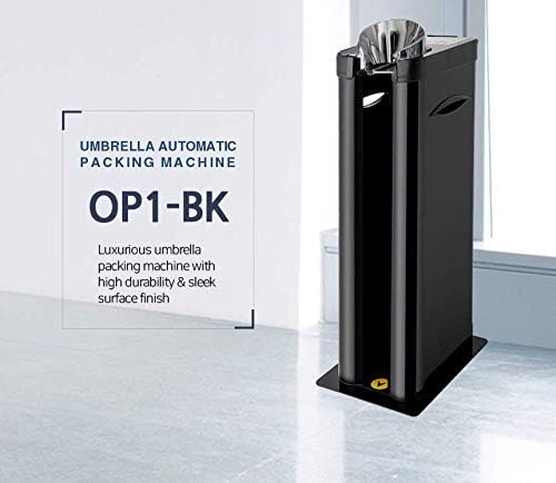 [OP1-BK] Automatic Wet Umbrella Wrapper Packing Machine, Bags Dispenser Holder, Single Slot, EGI Special Color Coating, 200 Long Bags Included (Black)