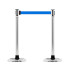 [BS-SS] Slow Retractable Belt Stanchion, Crowd Control Rope Barrier Stand, Set of 2, PEFE Coating Belt, Water Resistance, Simple & Easy Assembly, Stainless Steel(blue)