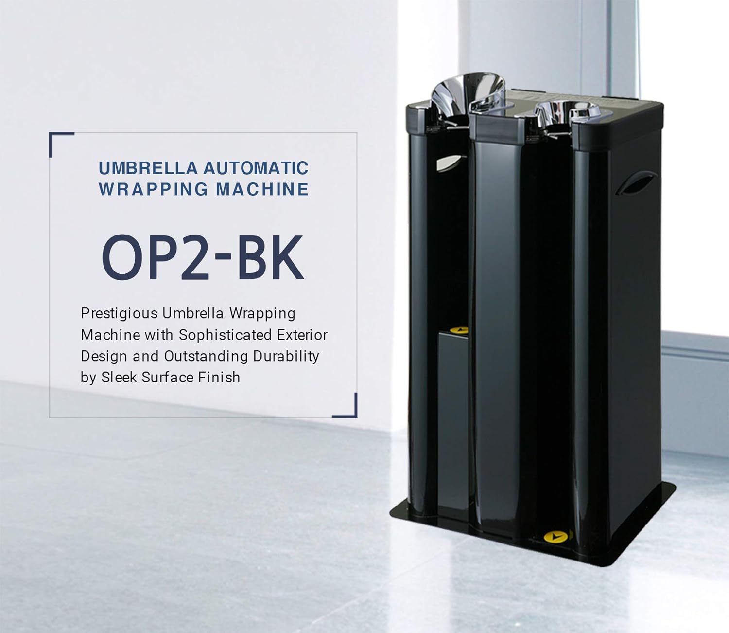 [OP2-BK] Automatic Wet Umbrella Wrapper Packing Machine, Bags Dispenser Holder, Double Slots, EGI Special Color Coating, 200 Long Bags and 200 Short Bags Included (Black)